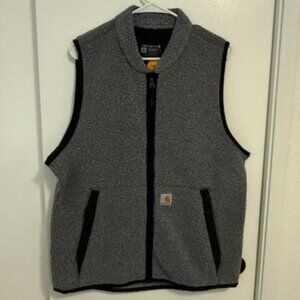 Carhartt NWT Men's Medium Grey & Black Relaxed Fit Fleece Vest Jacket NEW!
